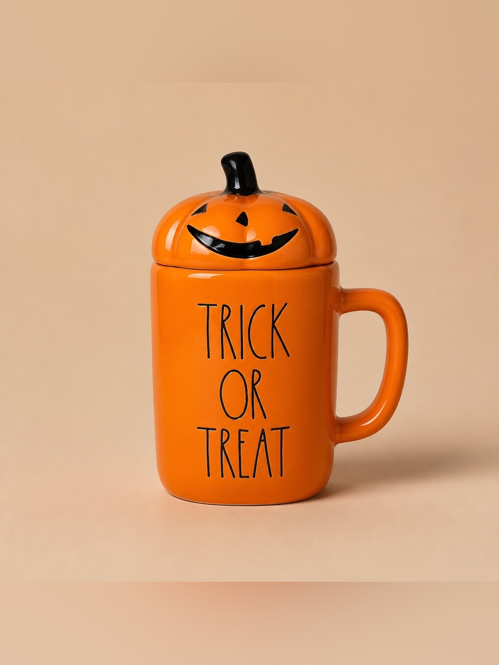 Rae Dunn Trick or Treat" Halloween coffee mug with lid 16oz.